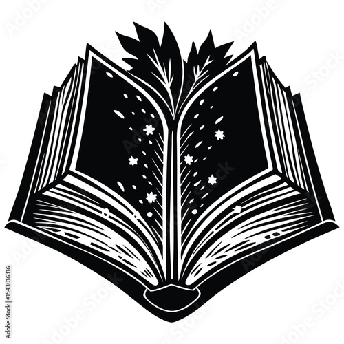 open Book icon silhouette vector flat illustration design on white background