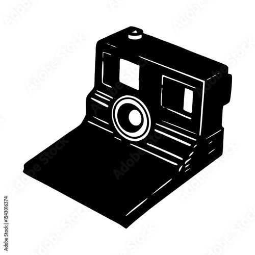 Retro photography device vintage camera instant film style equipment art silhouette