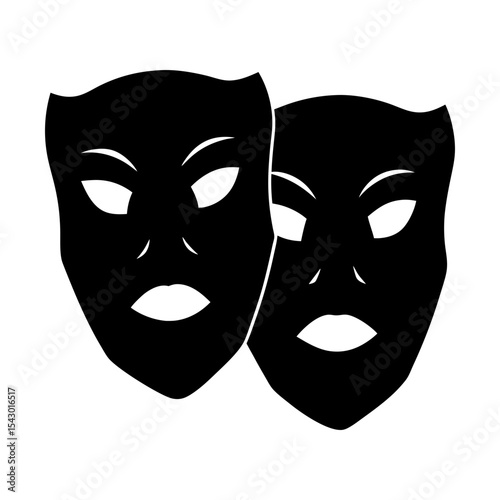 Theater masks drama comedy tragedy face acting performance theatrical show silhouette