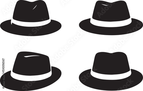 Fedora Hat Silhouette Vector Bundle | Classic Fashion Headwear Icons