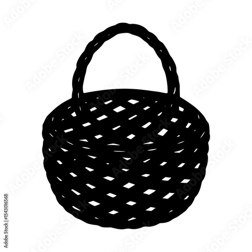 Woven container wicker hamper storage basket design element graphic art silhouette