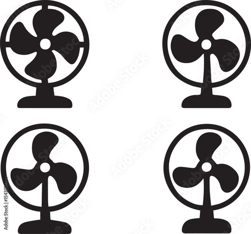 Fan Silhouette Vector Collection | Cooling Appliance Icons