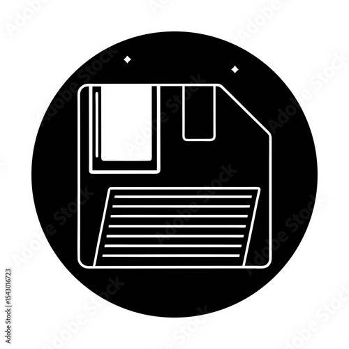 Floppy disk data storage vintage retro save file computer technology icon silhouette