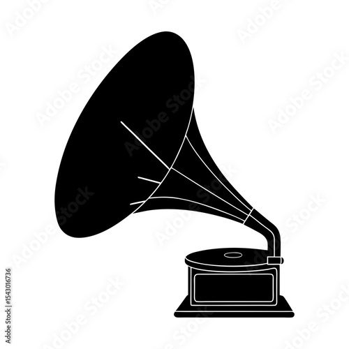 Vintage phonograph gramophone antique music player record audio classic silhouette