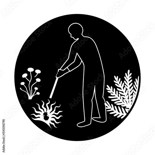 Gardening weeding plants garden agriculture horticulture cultivation vector silhouette