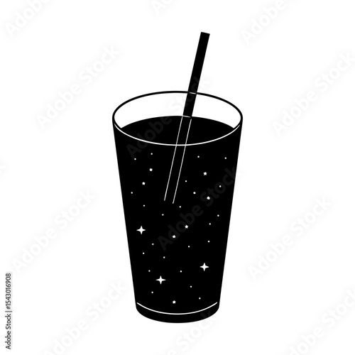 Refreshing juice beverage with straw drink illustration vector graphic silhouette