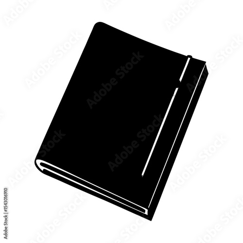 Closed stationery notebook journal diary planner sketchpad writing vector silhouette