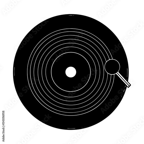 Vinyl record music audio dj turntable vintage sound entertainment vector art silhouette