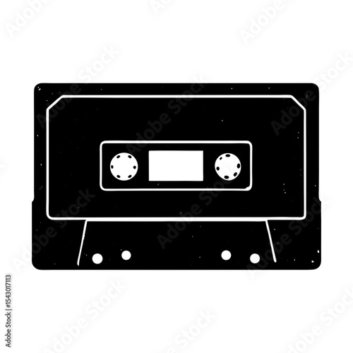 Audio cassette tape vector illustration retro music record technology art silhouette
