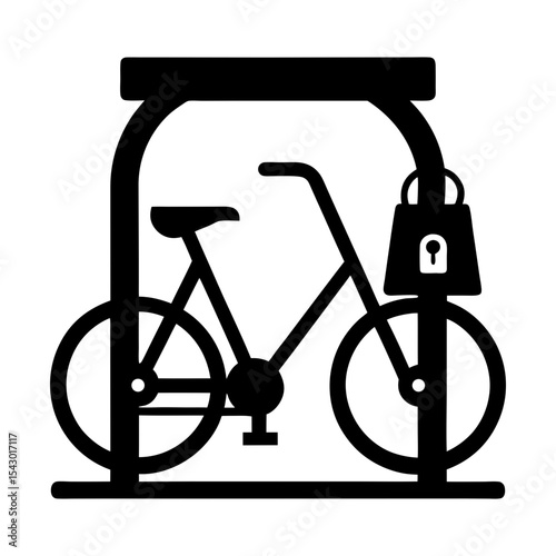Bicycle parking secured transportation cycle safety lockup facility vector silhouette