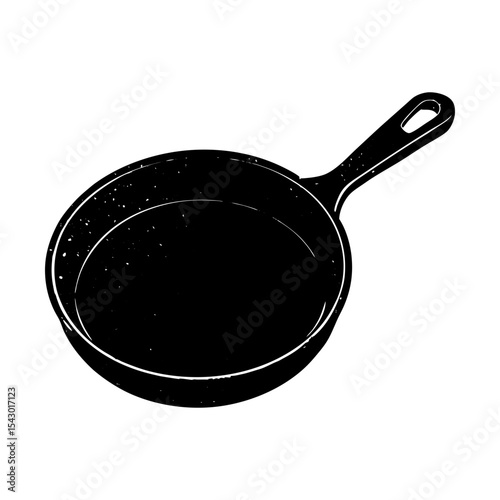 Cast iron skillet cooking frying pan kitchen utensil cookware illustration silhouette