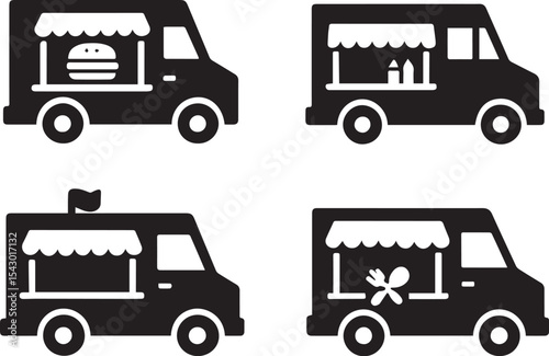 Food Truck Silhouette Vector Bundle | Street Food Vehicle Icons