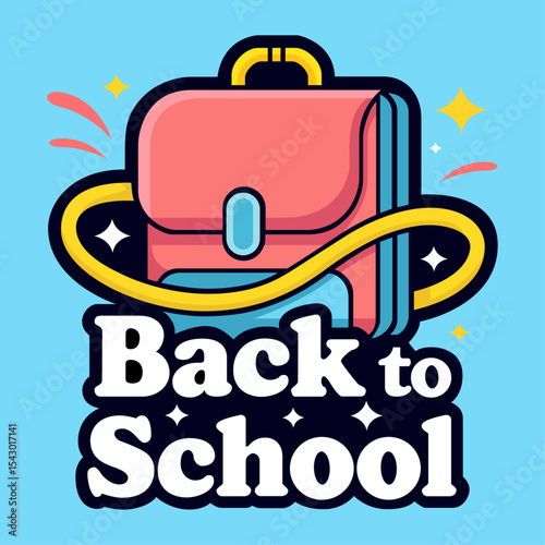 BACK TO SCHOOL TYPOGAPHY AND BAG AND BACKGROUND STORY