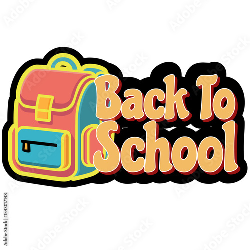 BACK TO SCHOOL TYPOGAPHY AND BAG AND BACKGROUND STORY