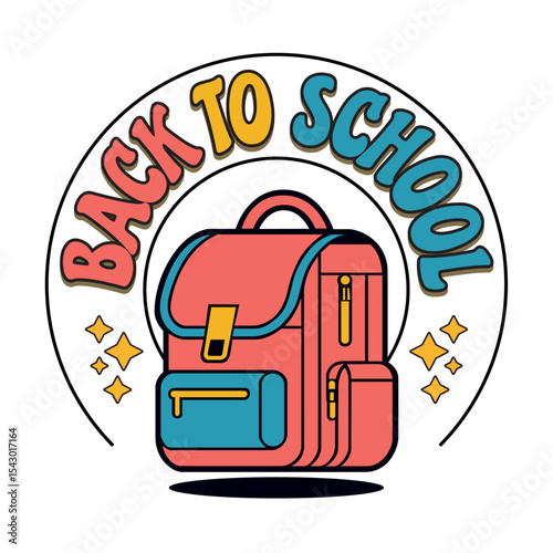 BACK TO SCHOOL TYPOGAPHY AND BAG AND BACKGROUND STORY