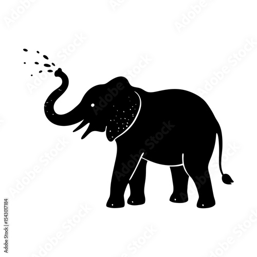 Elephant animal mammal wildlife africa safari trunk water spray vector art silhouette