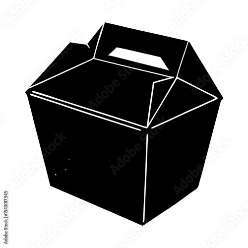 Isolated food container box package mockup design takeout handle graphic silhouette
