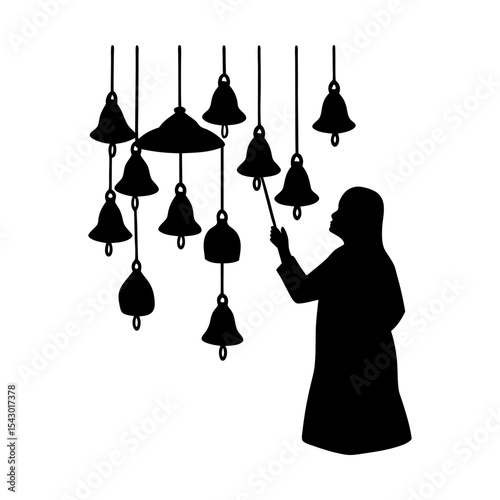 Ringing bells chime music melody celebration festive holiday silhouette