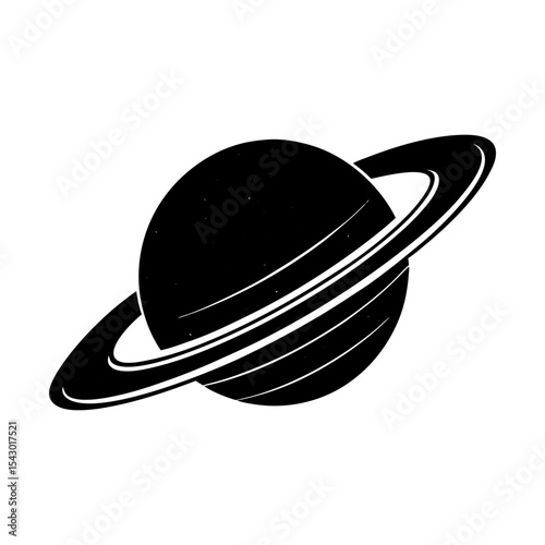 Planet saturn with rings astronomy space galaxy cosmic celestial vector art silhouette