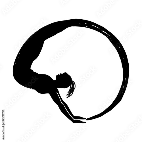 Yoga pose silhouette woman fitness exercise stretching wellness zen art