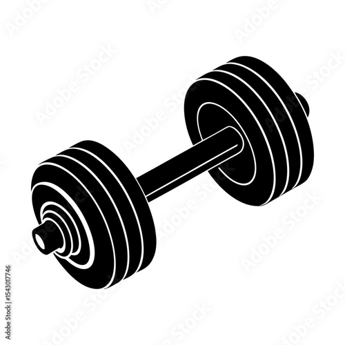 Fitness dumbbell weightlifting gym workout exercise training equipment vector silhouette