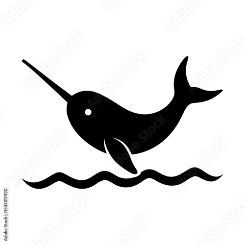 Arctic ocean narwhal vector illustration aquatic animal ocean creature art silhouette