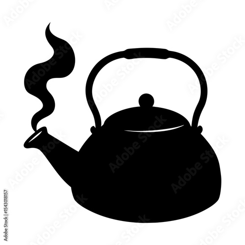 Teapot kettle hot beverage steam kitchenware cooking utensil silhouette