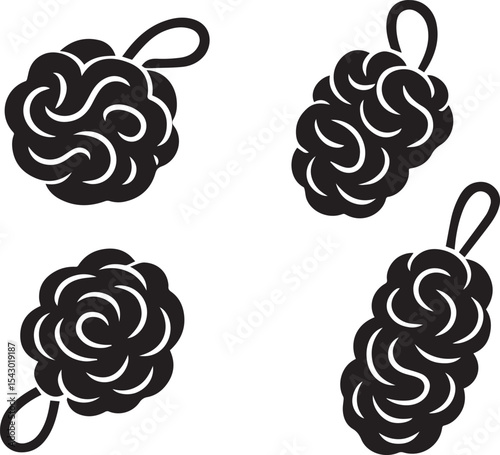 Loofah Silhouette Vector Set | Bath & Spa Accessory Icons