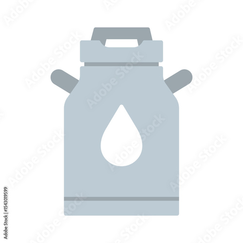 Flat icon of milk barrel with drop symbol.