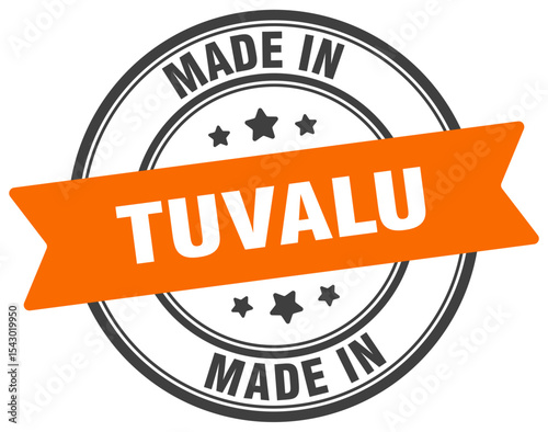 Made in Tuvalu round sign. Made in Tuvalu stamp.