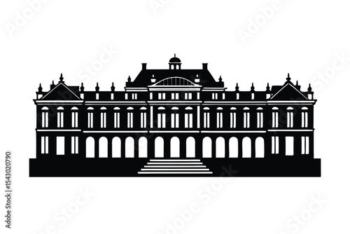 Palace of Versailles Illustration on White Background detailed