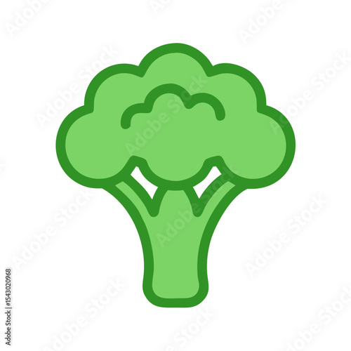 Vector of a broccoli floret, representing healthy food and nutrition. Simple design on transparent background