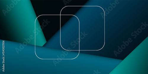 Green turquoise and Blue background vector overlap layer on dark space for background design. vector illustration