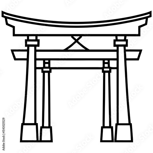 Traditional Japanese Torii gate line drawing