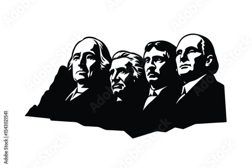 Mount Rushmore National Memorial Image on White Background