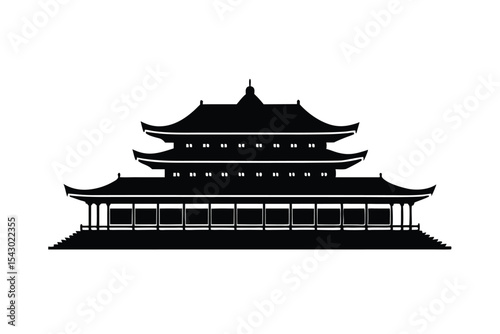 Beijing Forbidden City Illustration on White Background detailed
