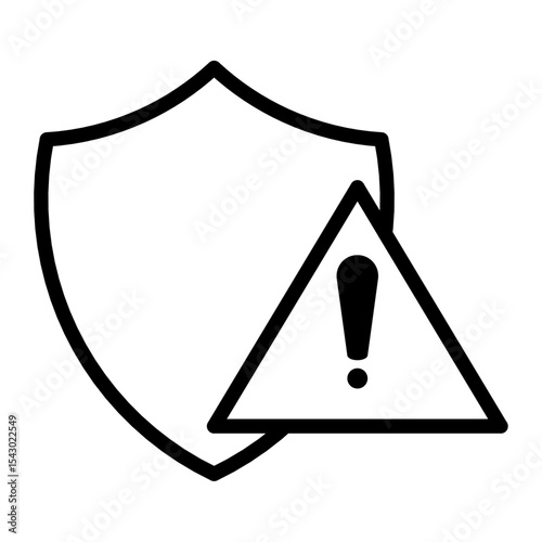 Shield and warning triangle icon for security alert. This minimal design represents protection, caution, or system alert.