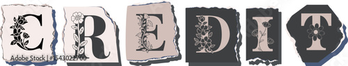 CREDIT Floral Typography of a Concept Word � Elegant Torn Paper Letter Design