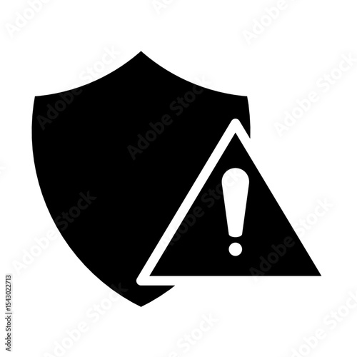 Shield and warning triangle icon for security alert. This minimal design represents protection, caution, or system alert.