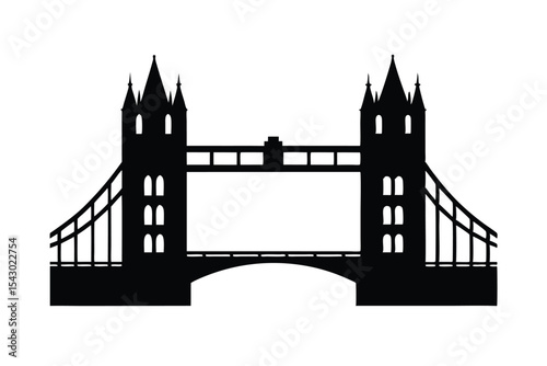 Tower Bridge London on White Background Design Graphic