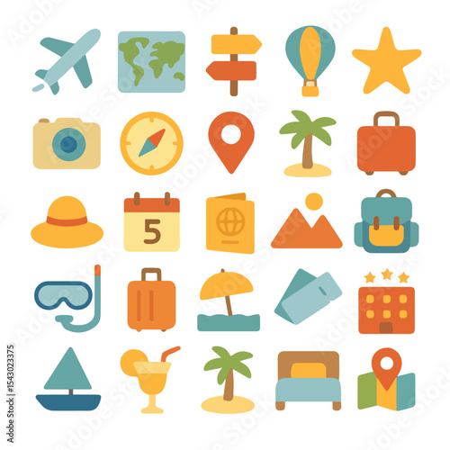 Vacation Holiday Travel Icons: Flat Design, Summer Journey