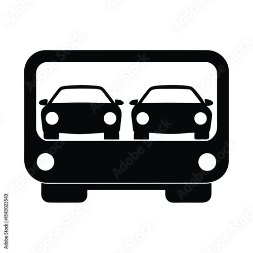 Two cars inside a transporter silhouette