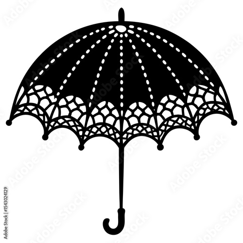 Elegant Lacy Umbrella Vector – Generative AI and Linocut Silhouette Design