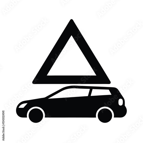 Emergency vehicle hazard warning triangle silhouette.