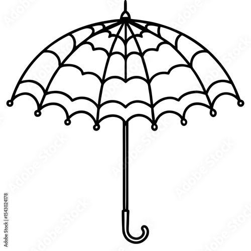 Elegant Lacy Umbrella Vector – Generative AI and Linocut Silhouette Design