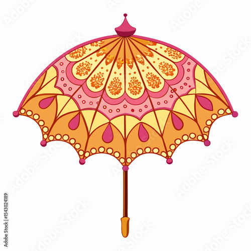 Elegant Lacy Umbrella Vector – Generative AI and Linocut Silhouette Design