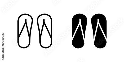 Flip Flops Icon Set suitable for beach or casual footwear themes.