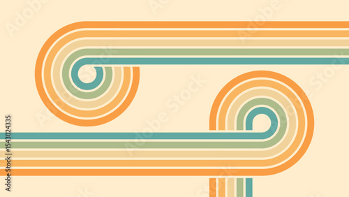 Abstract background of rainbow groovy Wavy Line design in 1970s Hippie Retro style. Vector pattern ready to use for cloth, textile, wrap and other.