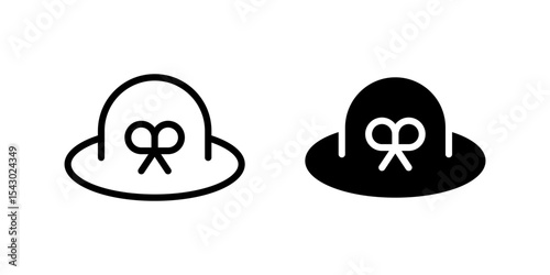 Sun Hat Icon Set ideal for beach or sun protection themes.