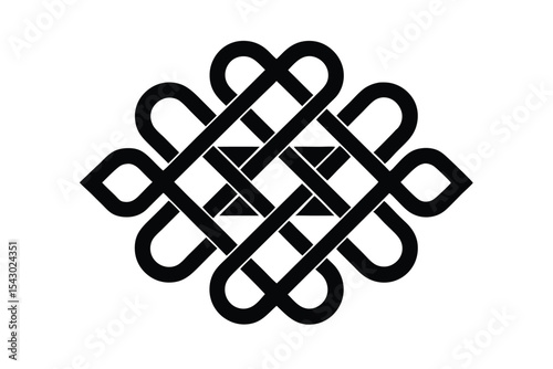 Tibetan Endless Knot Motif Design on White Background